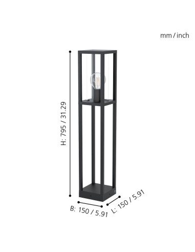Candeeiro de Pé CASCINETTA Preto para Exterior, Estilo Moderno