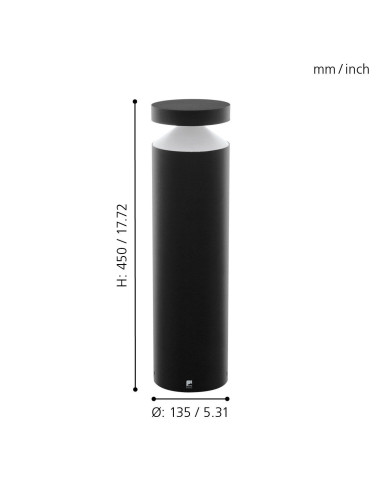 Candeeiro de Poste MELZO 45cm Eglo para Exterior
