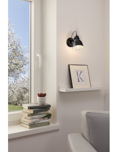 Aplique de Parede PRIDDY Preto Eglo - Design Moderno e Elegante