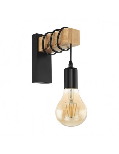 Aplique de Parede TOWNSHEND Eglo em Madeira e Metal Preto