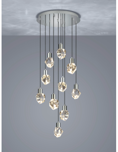 Candeeiro Suspenso Verano 10L com Cristal e Metal da TRIO Lighting