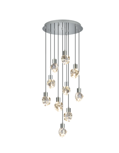 Candeeiro Suspenso Verano 10L com Cristal e Metal da TRIO Lighting