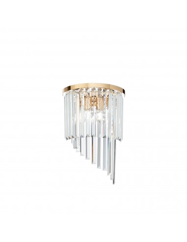 Aplique de Parede CARLTON AP3 Ideal Lux em Metal Dourado e Cristal