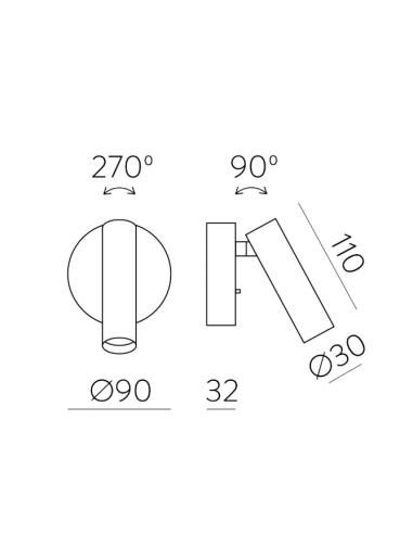 Aplique de Parede Atria LED 3W 3000K Níquel/Bronze/Preto