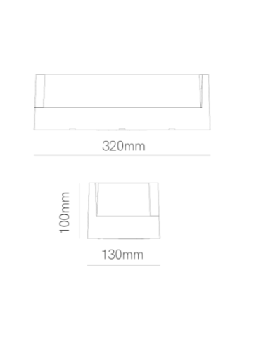 Aplique LED Exterior Blis Rect 24W com Iluminação Regulável