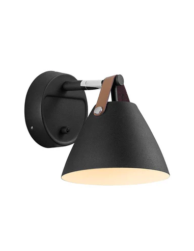 Aplique de Parede STRAP Nordlux em Metal Preto e Couro