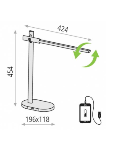 Flexo Laysan Moderno com LED Regulável e USB da ACB
