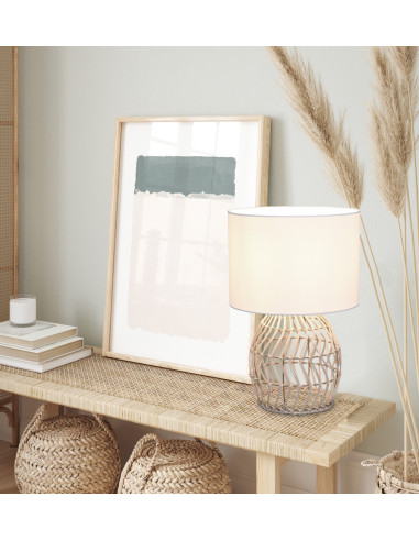 Candeeiro de Mesa RIKE Trio com Design Boho e Base de Vime
