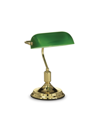 Candeeiro de Mesa Lawyer Dourado com Vidro Verde - Ideal Lux