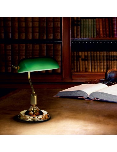Candeeiro de Mesa Lawyer Dourado com Vidro Verde - Ideal Lux