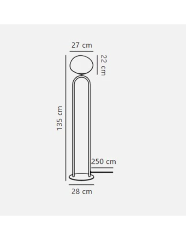 Candeeiro de Pé Shapes Latão com Cúpula de Vidro Opalino