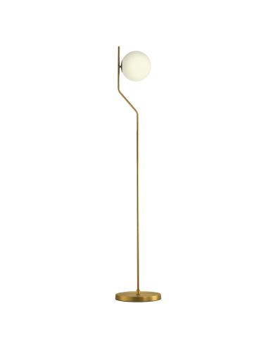 Candeeiro de Pé MAUI ACB - Elegância em Metal Dourado e Vidro Opalino