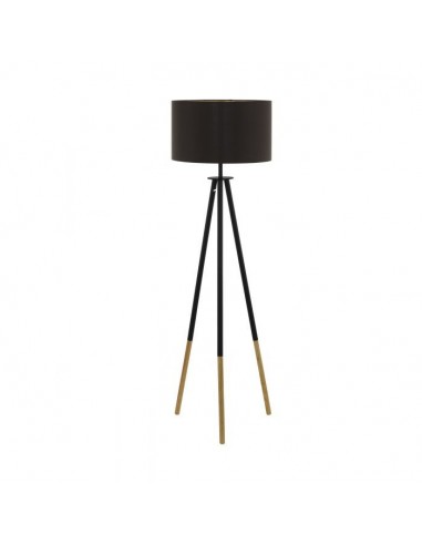 Candeeiro de Pé BIDFORD Castanho com Abajour Preto e Dourado Eglo