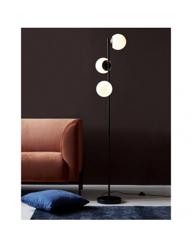 Candeeiro de Pé Lilly Preto com Vidro Opalino Nordlux