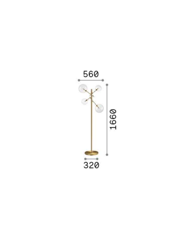 Candeeiro de Pé EQUINOXE Ideal Lux com Esferas em Vidro Opalino