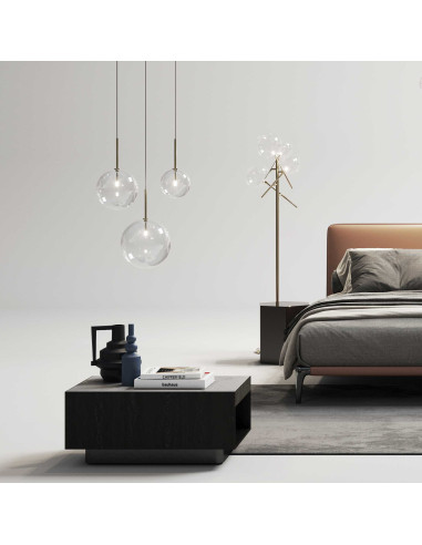 Candeeiro de Pé EQUINOXE Ideal Lux com Esferas em Vidro Opalino