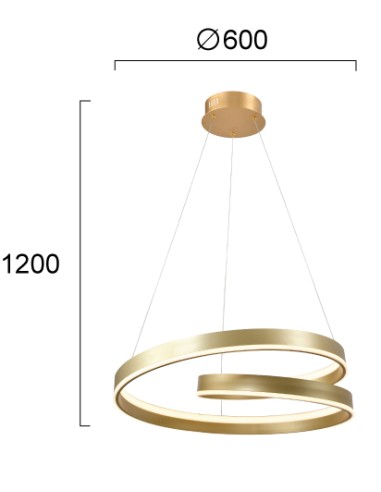 Suspensão Dourada LED Capri 60 cm - Design Elegante e Eficiente