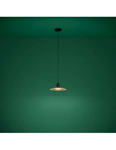 Candeeiro Suspenso MAYAZES Eglo em Madeira Natural e Metal Preto