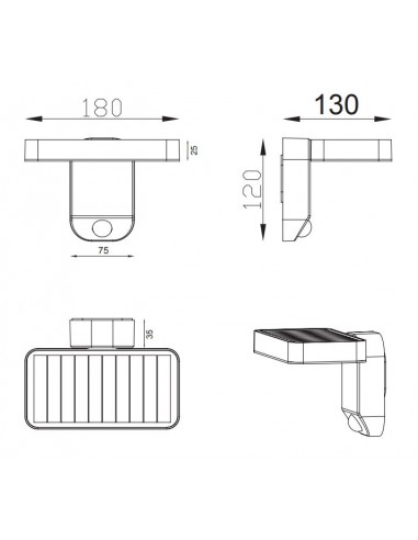 Aplique Solar ESQUEL Trio com Sensor de Movimento Integrado