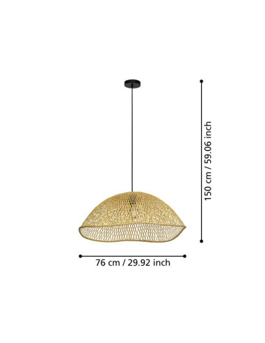 Suspensão SAMBUCONA Eglo - Elegância em Vime Natural e Metal Preto