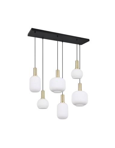 Suspensão Retangular Diva Base Preta 85x20 cm com Vidros Branco Mate