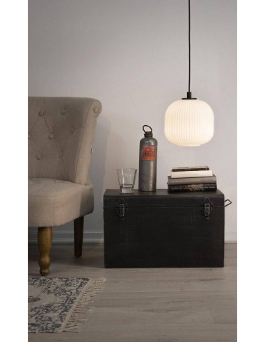 Candeeiro Suspenso MANTUNALLE Eglo em Vidro Branco e Metal Preto