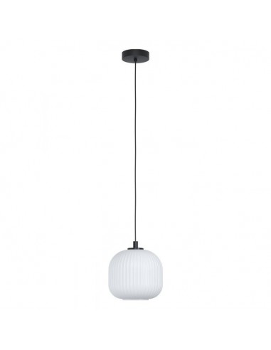 Candeeiro Suspenso MANTUNALLE Eglo em Vidro Branco e Metal Preto