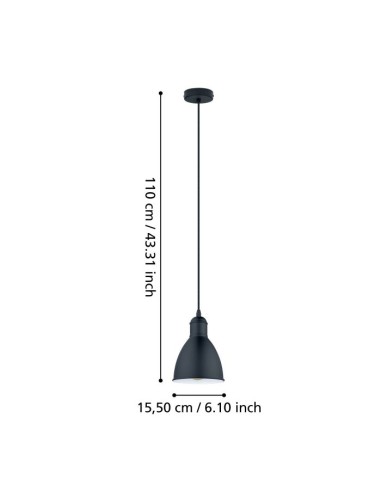 Candeeiro de Teto Suspenso PRIDDY Eglo Estilo Industrial