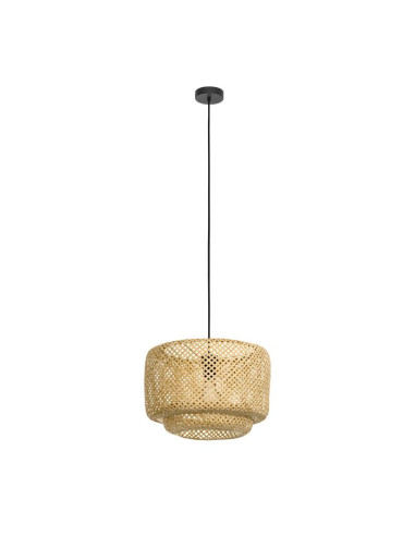 Candeeiro Suspenso HETTONLE Eglo em Vime Natural e Metal Preto