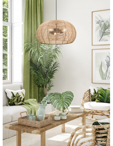 Suspensão INGA Trio em Rattan e Metal Preto Mate