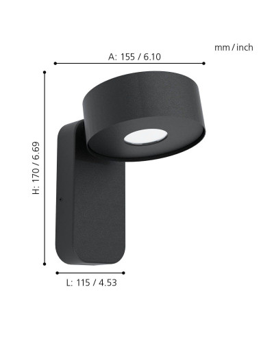 Aplique de Parede Exterior LED PALOSCO Preto da Eglo