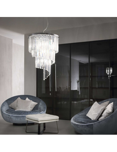Suspensão Carlton Idealux com Cristais Lapidados, Elegância e Luxo