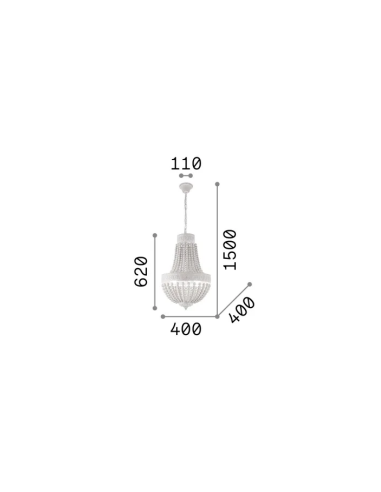 Lustre MONET Ideal Lux com Estrutura Metálica e Madeira