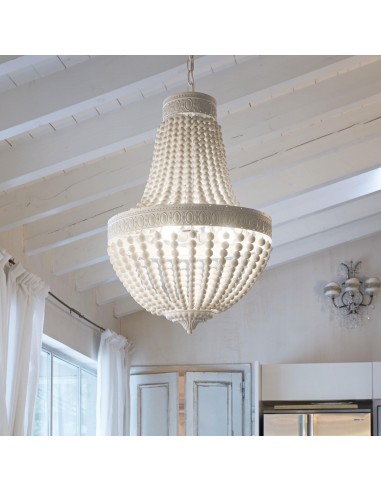 Lustre MONET Ideal Lux com Estrutura Metálica e Madeira
