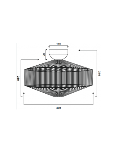 Plafon Cordão Svea ∅460 com Cúpula de Algodão Trançado