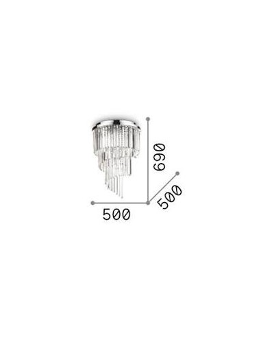 Plafon CARLTON PL12 Ideal Lux com Cristais Lapidados