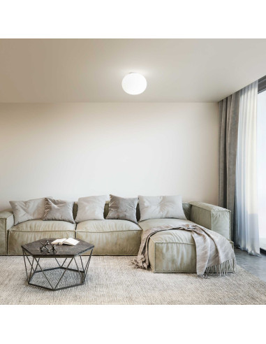 Plafon COTTON Ideal Lux em Vidro Branco para Ambientes Acolhedores