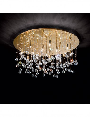 Plafon de Cristal Moonlight Ideal Lux em Dourado e Cromado