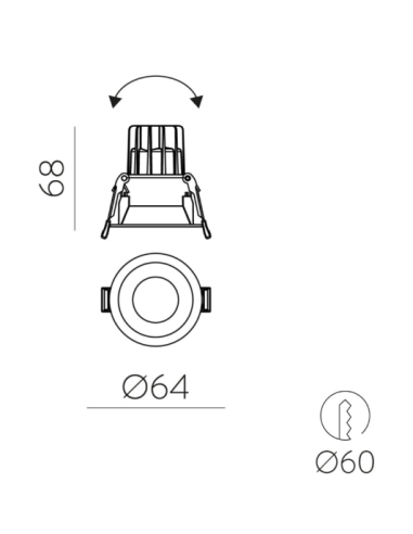 Foco LED Orientável 64mm 5W 2700K para Iluminação de Acentuação