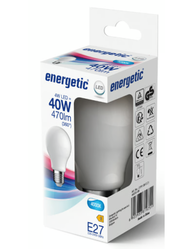 Lâmpada LED A60 E27 4000K 4W 470lm Luz Branca Fria Nordlux