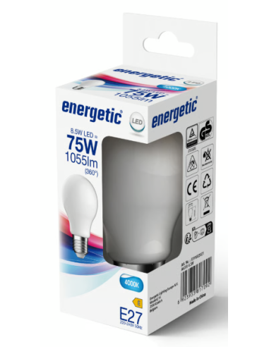 Lâmpada LED A60 E27 4000K 8.5W 1055lm Luz Branca Fria