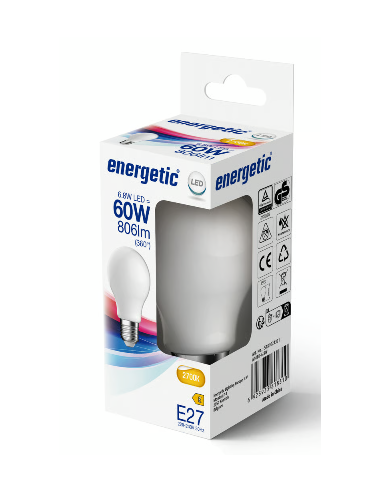 Lâmpada LED A60 E27 2700K 6W 800lm Luz Quente Nordlux