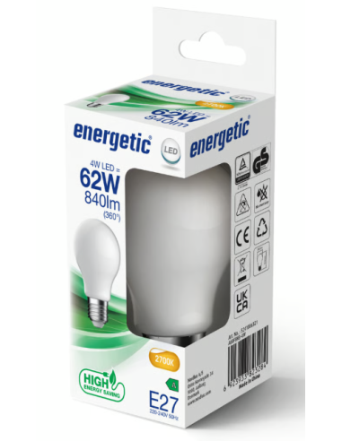 Lâmpada LED A60 E27 2700k 4W 840lm - Econômica e Duradoura