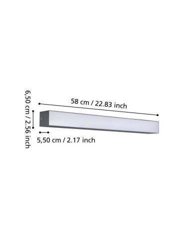 Plafon SALITTA Eglo LED Exterior IP65 Preto 58cm